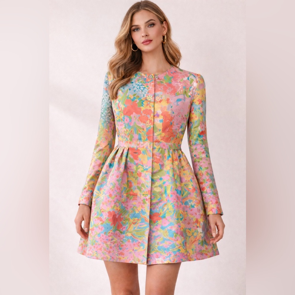 Boutique Moschino NWT Italian Floral Couture Dress Size 12 – Made in Italy - Picture 14 of 14